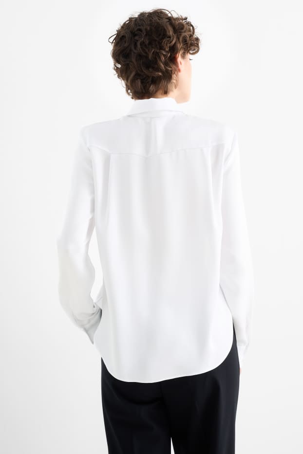 Women - Satin blouse - white
