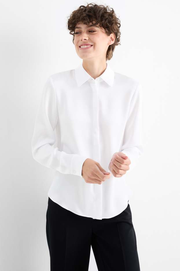 Women - Satin blouse - white