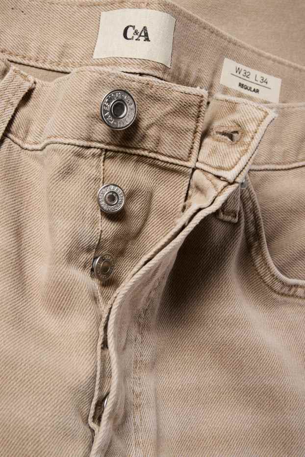 Uomo - Regular jeans con abbottonatura - beige chiaro