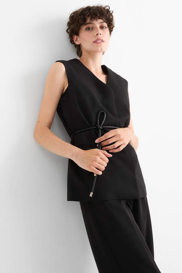 Femmes - Gilet sans manches de bureau - relaxed fit - noir