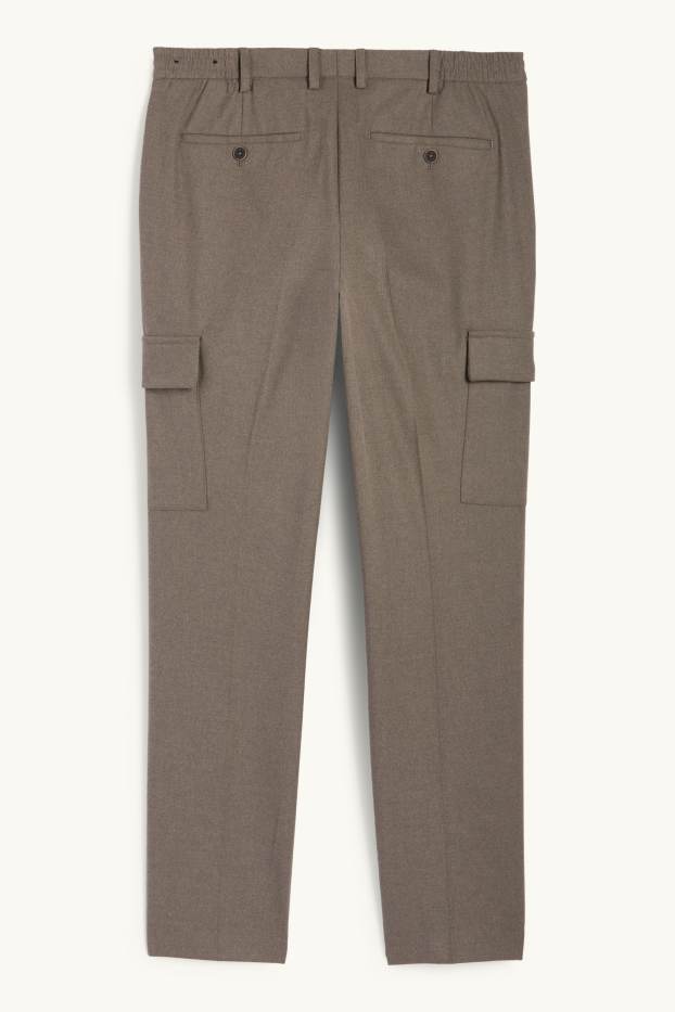 Herren - Baukasten-Flanellhose - Slim Fit - Flex - taupe