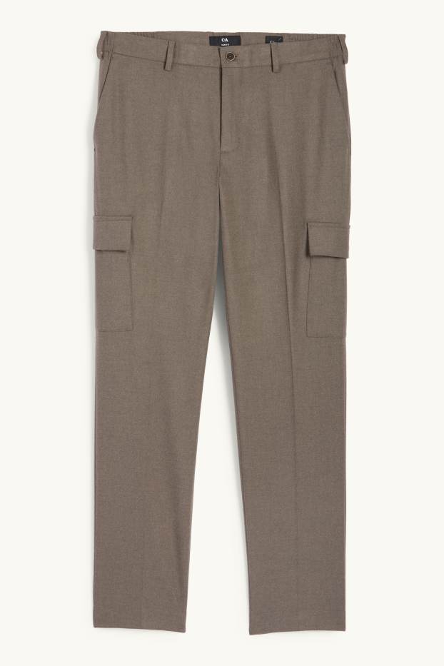 Herren - Baukasten-Flanellhose - Slim Fit - Flex - taupe