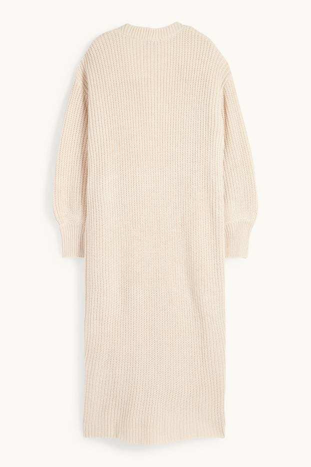 Dona - Jaqueta llarga de punt - acanalada - beix clar