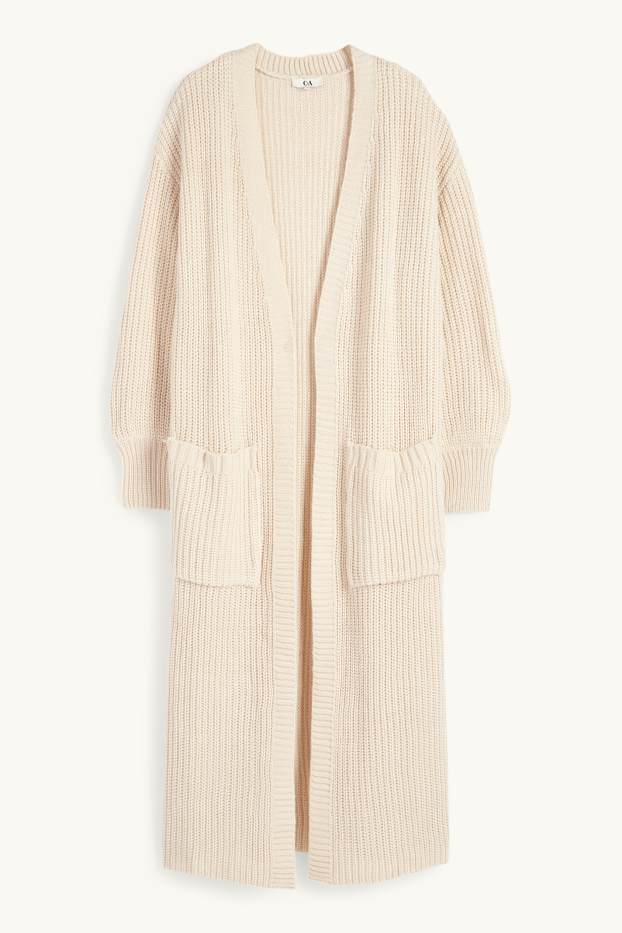 Dona - Jaqueta llarga de punt - acanalada - beix clar