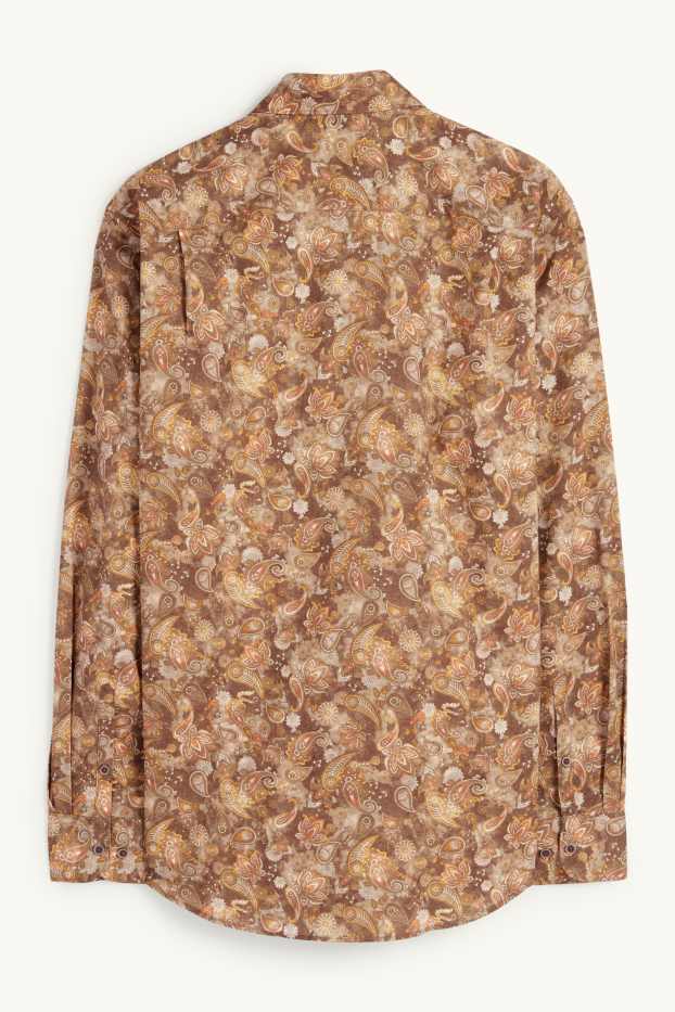 Bărbați - Cămașă office - regular fit - guler Kent - cu model - maro deschis