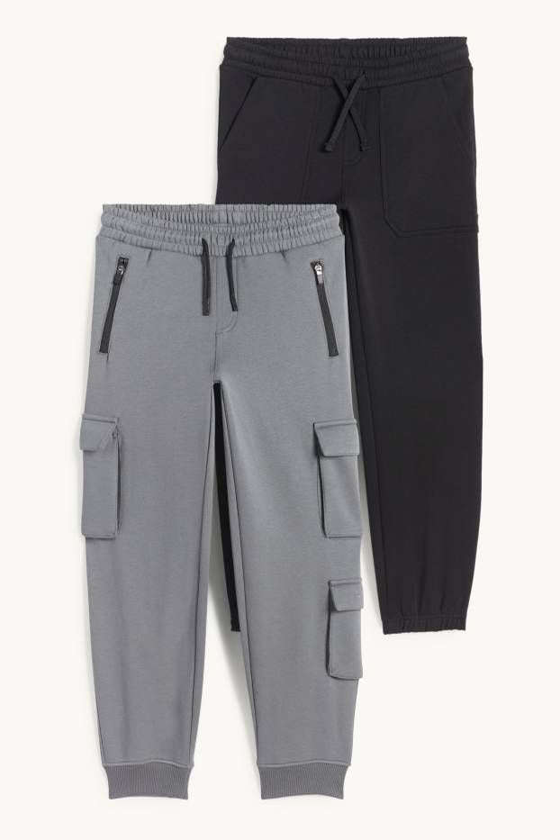 Enfants garçons - Lot de 2 - pantalons de jogging - gris / noir