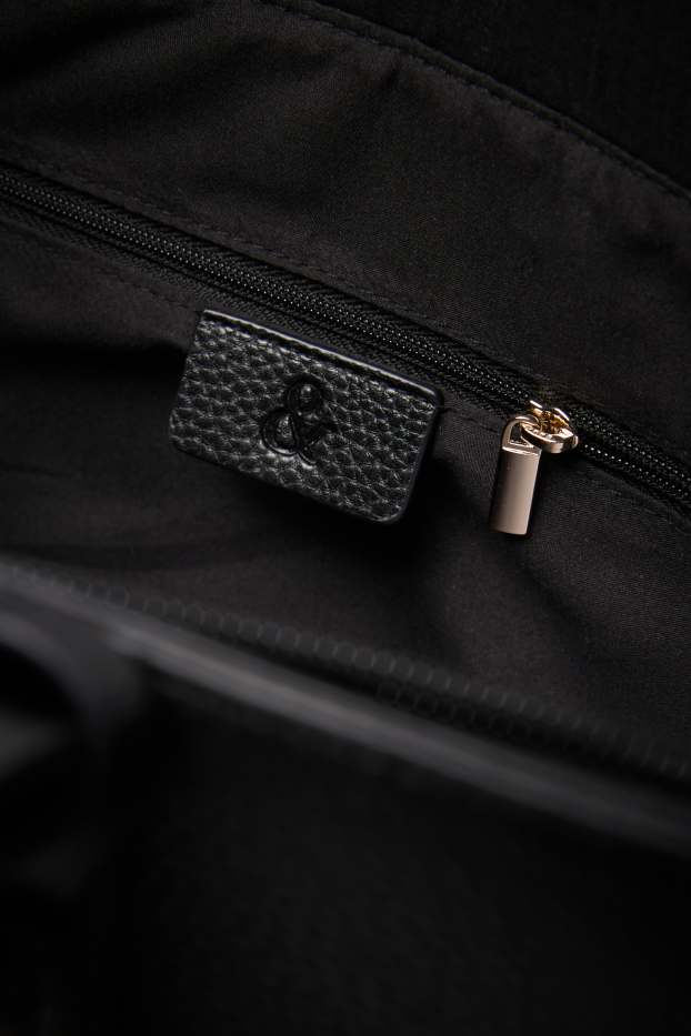 Dames - Grote shopper - imitatieleer - zwart