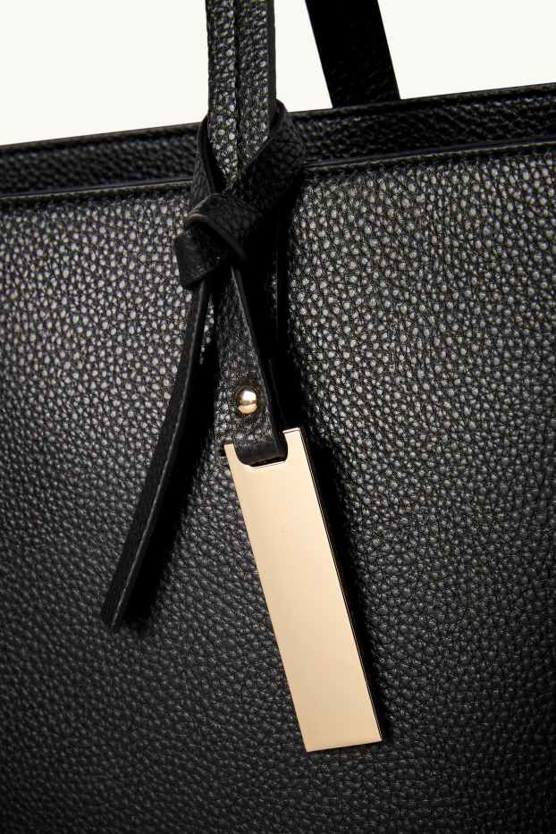 Dames - Grote shopper - imitatieleer - zwart