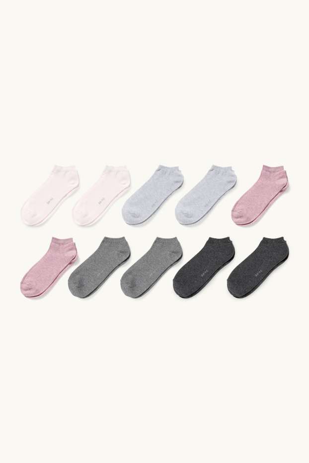Damen - Multipack 10er - Sneakersocken - grau / rosa