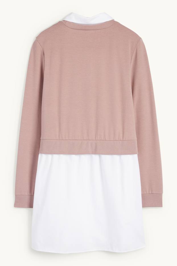 Femmes - Sweat de grossesse - look 2-en-1 - rose