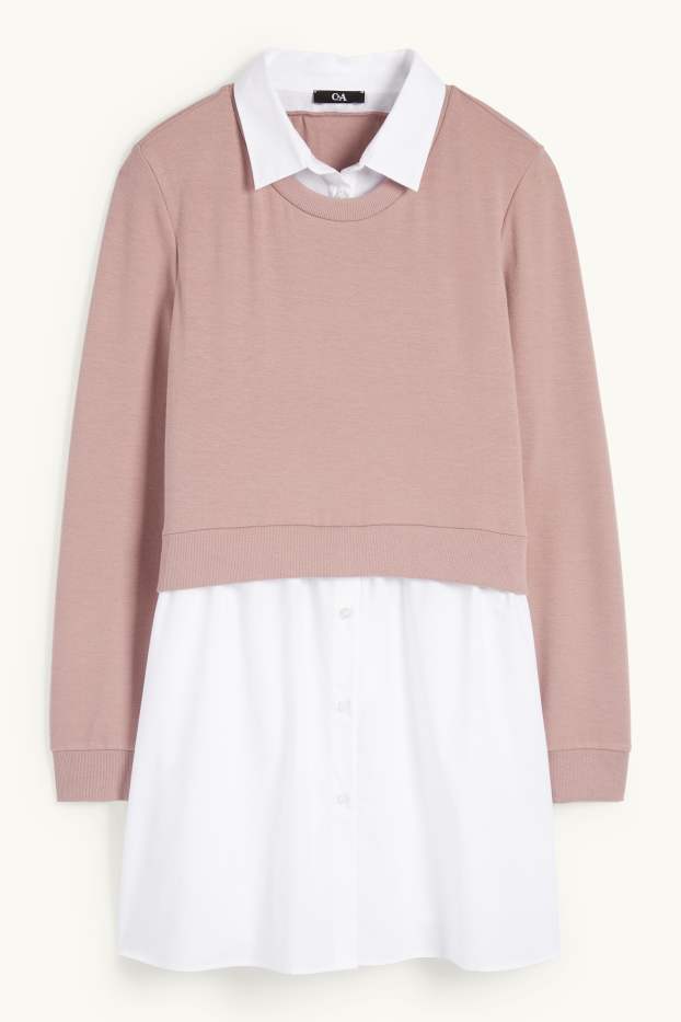 Femmes - Sweat de grossesse - look 2-en-1 - rose