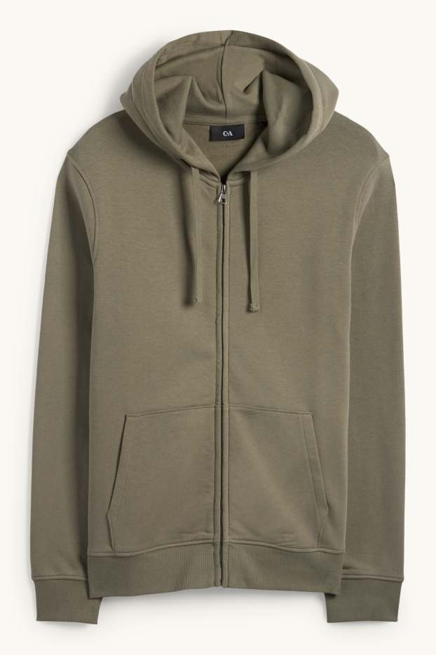 Hommes - Sweat zippé à capuche - vert