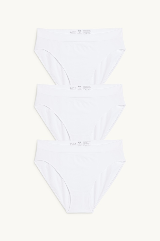 Damen - Multipack 3er - Slip - seamless - weiß