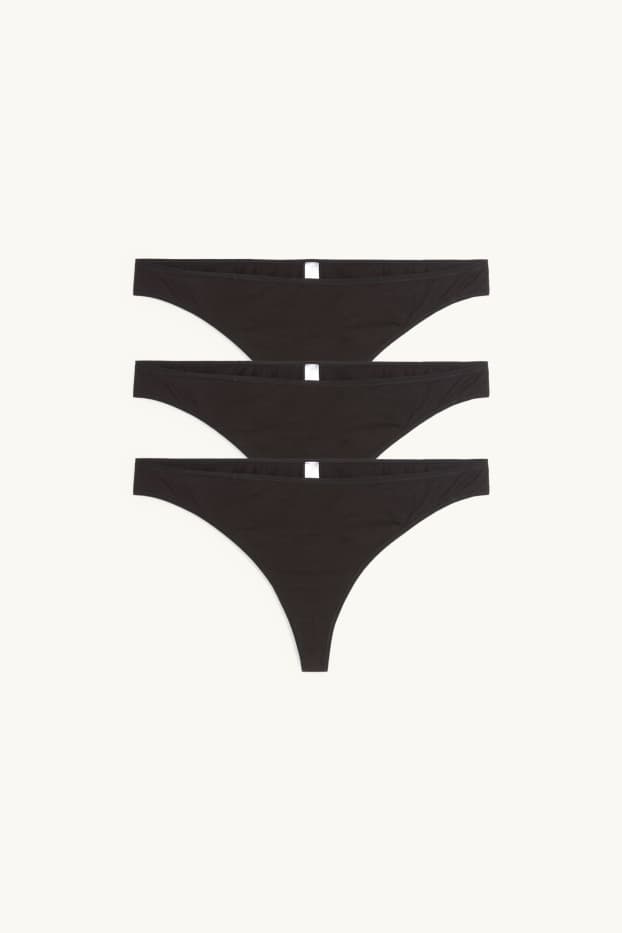 Damen - Multipack 3er - String - schwarz