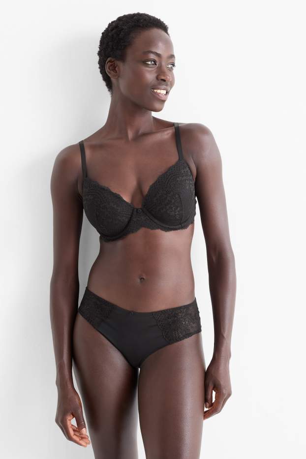 Women - Underwire bra - FULL COVERAGE - padded - black