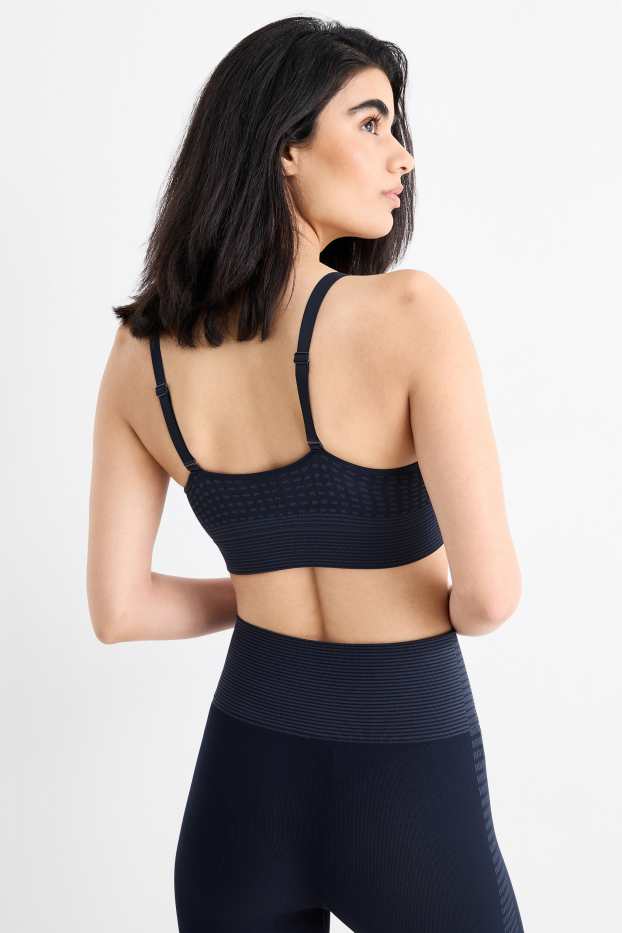 Donna - Reggiseno sportivo - imbottito - senza cuciture - fantasia - blu scuro
