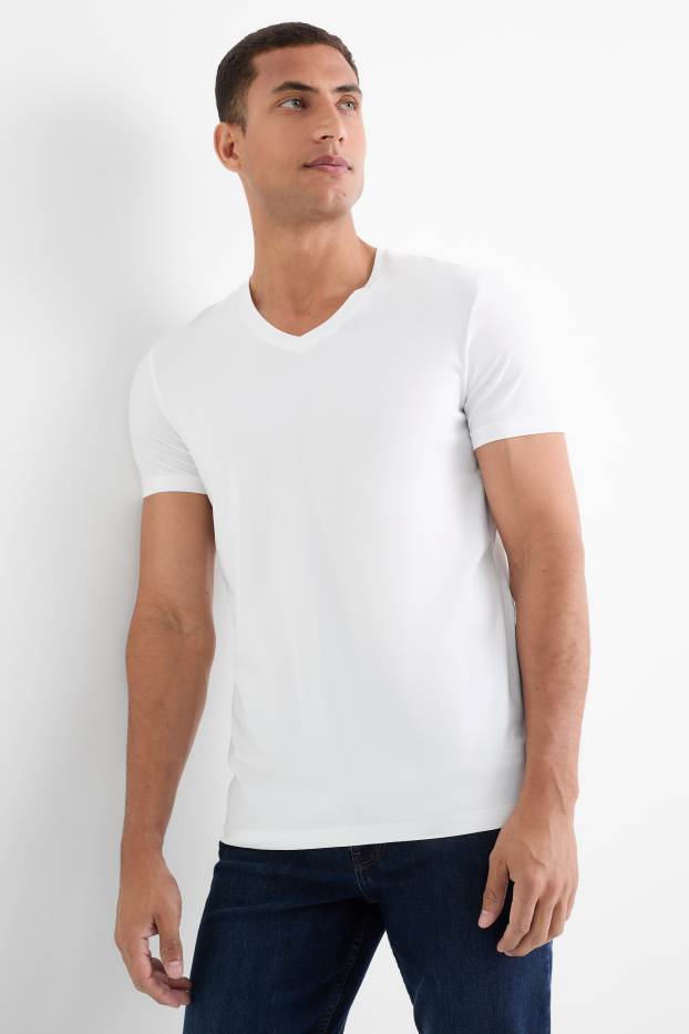 Men - T-shirt - slim fit - Flex - white