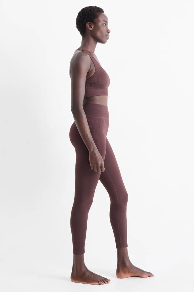 Femei - Colanți funcționali - fără cusături - maro închis