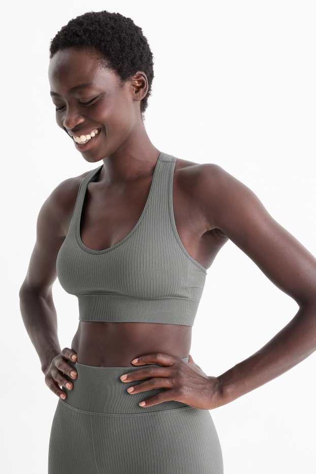 Donna - Reggiseno sportivo - imbottito - senza cuciture - verde