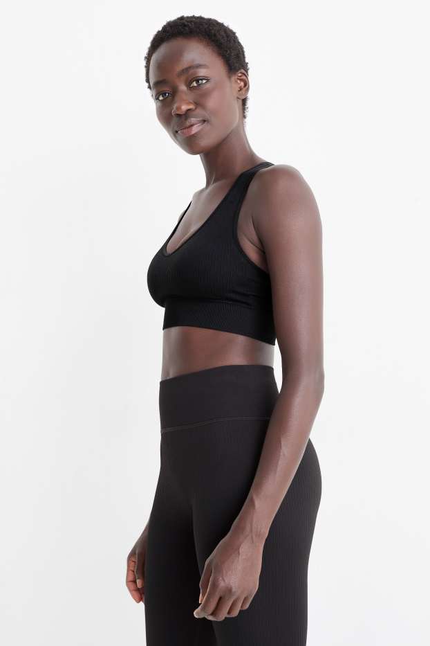 Damen - Funktions-BH - wattiert - seamless - schwarz