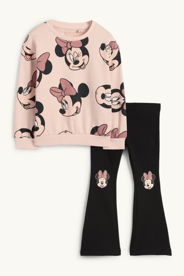 Kinder Mädchen - Minnie Maus - Set - Sweatshirt und Flared Leggings - rosa