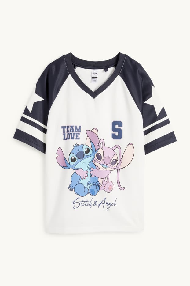 Children Girls - Lilo & Stitch - short sleeve T-shirt - dark blue / white