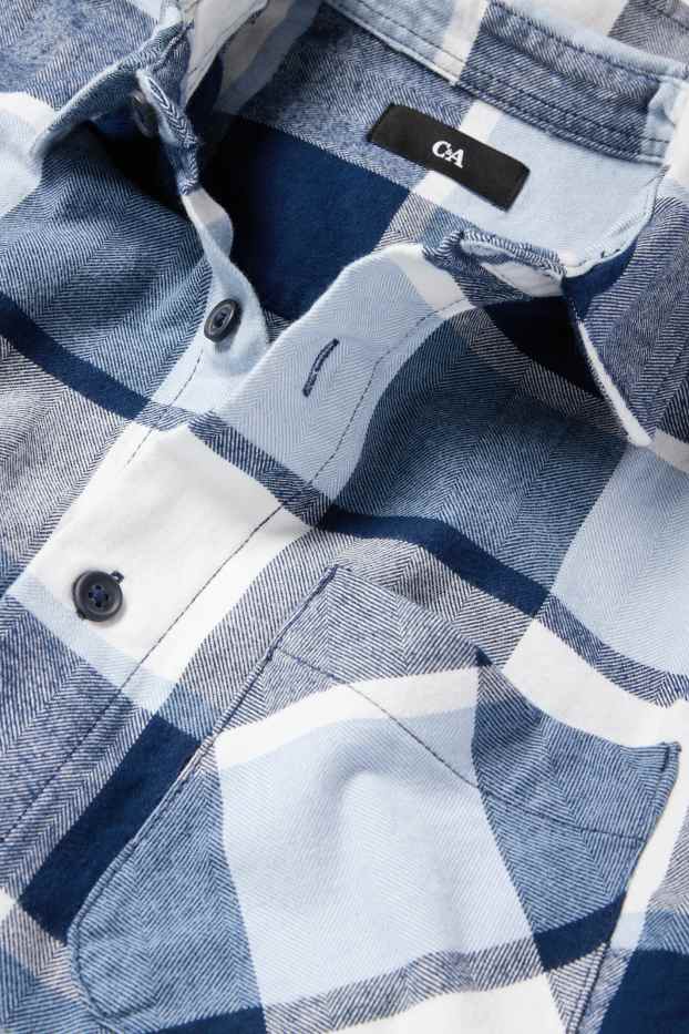 Hommes - Chemise - regular fit - col kent - à carreaux - bleu