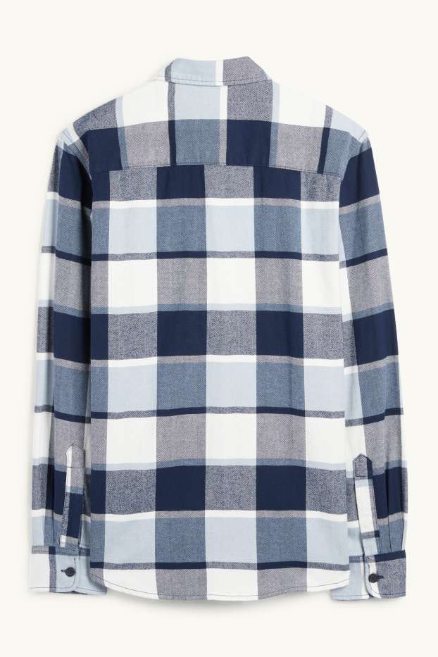 Hommes - Chemise - regular fit - col kent - à carreaux - bleu