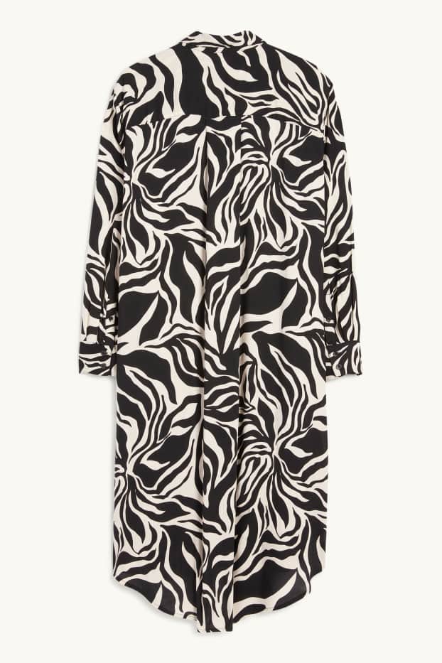 Femmes - Robe-chemisier - à motif - noir / beige
