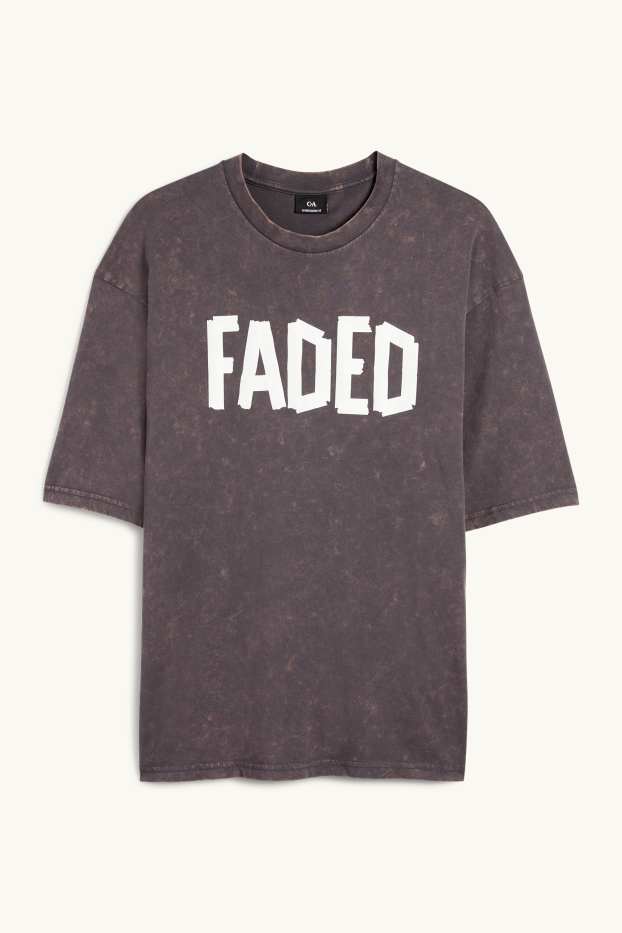 Home - Samarreta de màniga curta - oversized - estampada - gris fosc