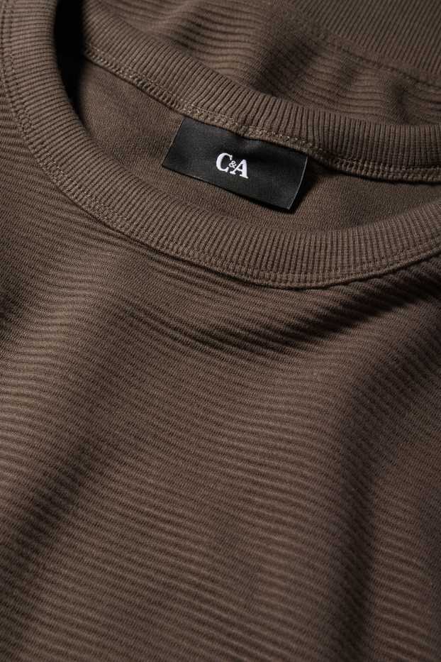 Heren - Sweatshirt - geribd - donkerbruin