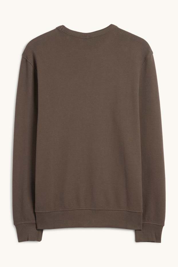 Heren - Sweatshirt - geribd - donkerbruin