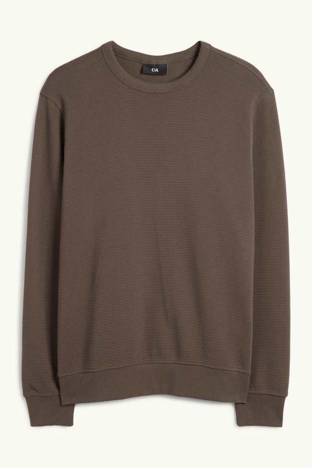 Heren - Sweatshirt - geribd - donkerbruin