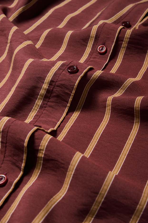 Femmes - Robe-chemisier - à rayures - rouge foncé