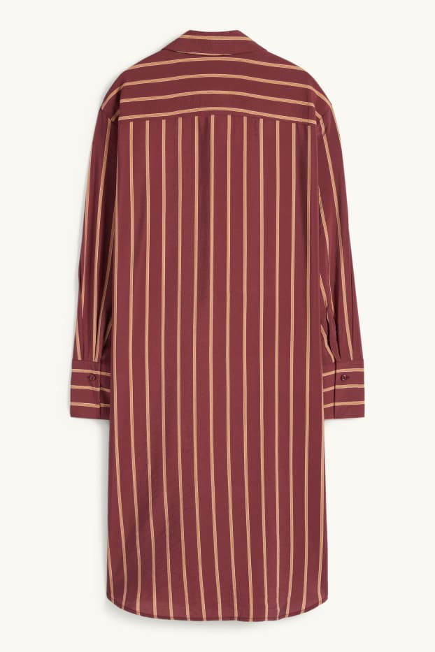 Femmes - Robe-chemisier - à rayures - rouge foncé