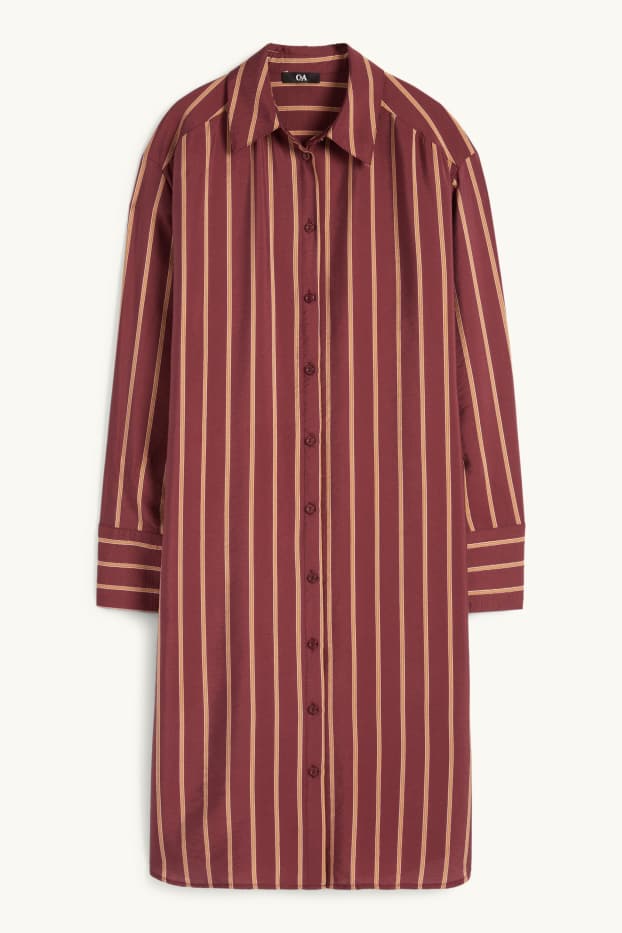 Femmes - Robe-chemisier - à rayures - rouge foncé