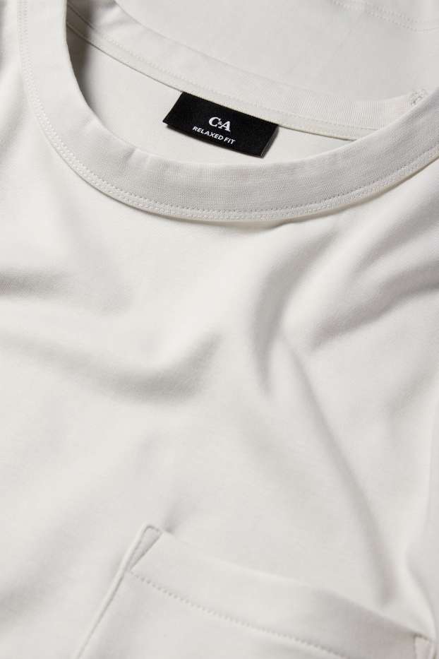 Herren - Langarmshirt - cremeweiss