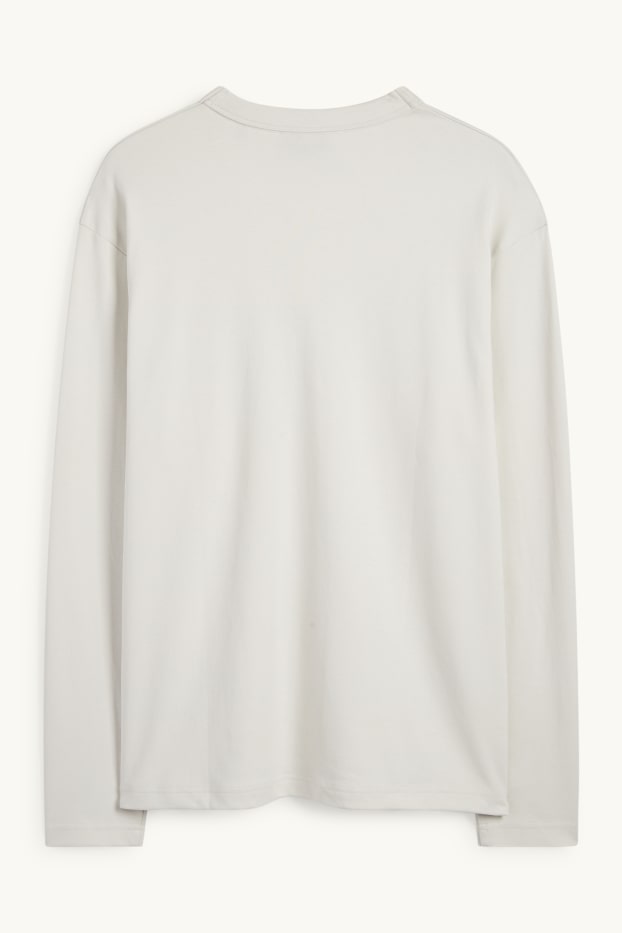 Herren - Langarmshirt - cremeweiss