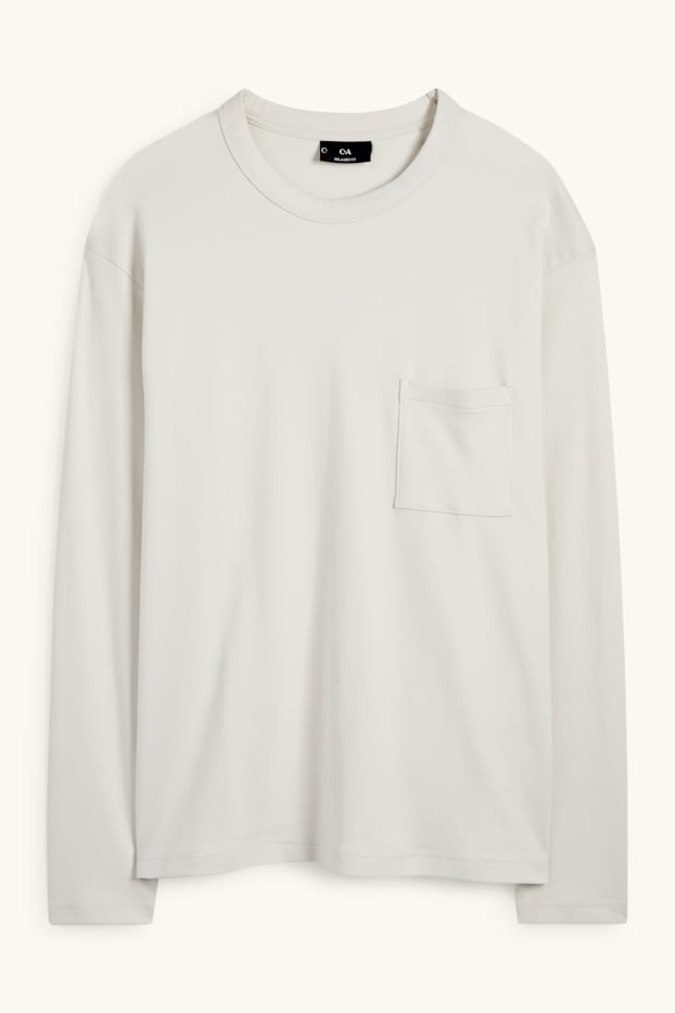 Herren - Langarmshirt - cremeweiss