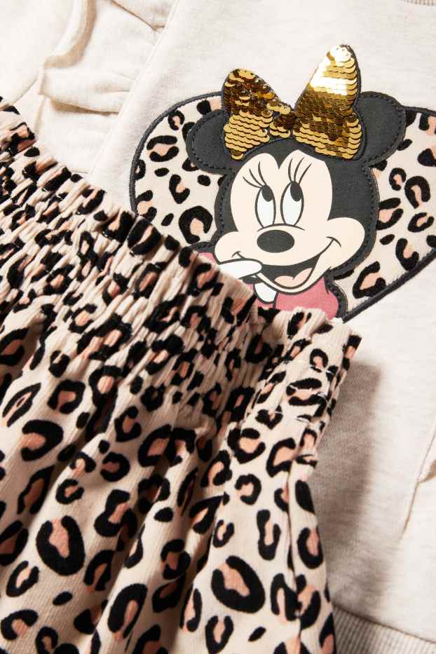 Bambine - Minnie - set - felpa e gonna di velluto a coste - 2 pezzi - beige chiaro