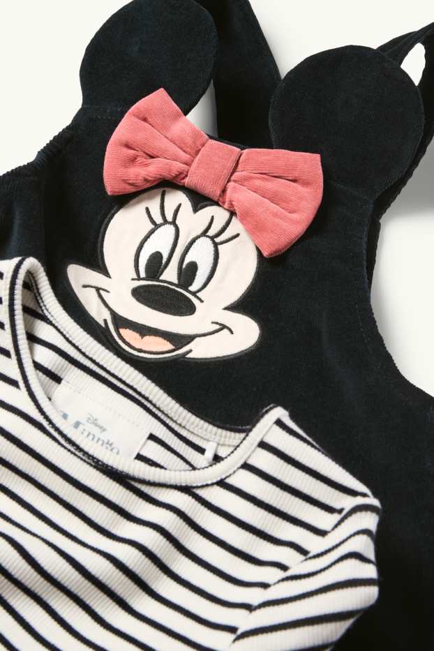 Děti - dívky - Minnie Mouse - souprava - sametové šaty a tričko s dlouhým rukávem - 2dílná - černá/bílá