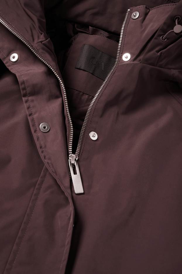 Dames - Jas met capuchon - donkerrood