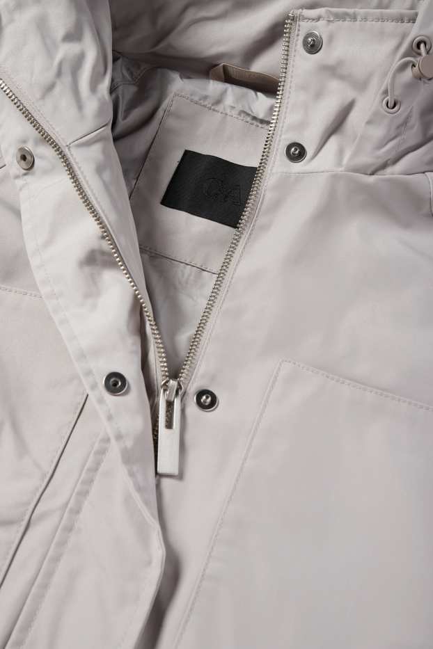 Damen - Parka mit Kapuze - hellgrau