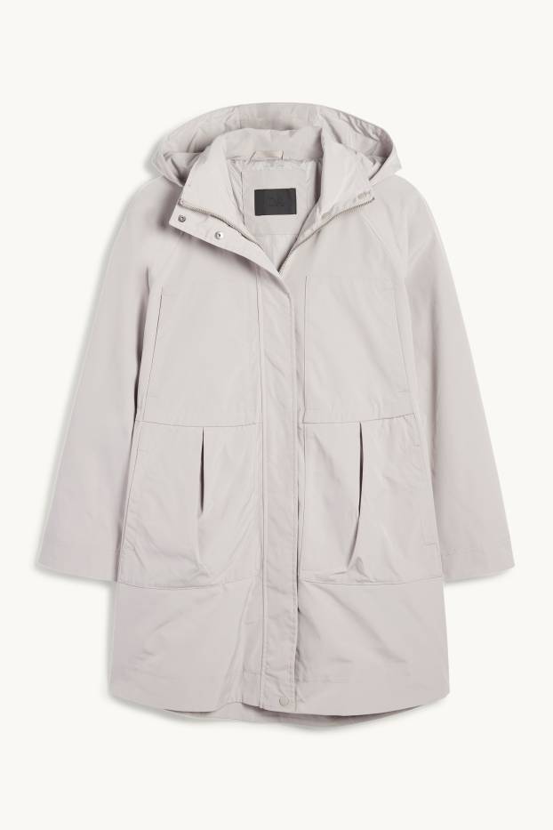 Damen - Parka mit Kapuze - hellgrau