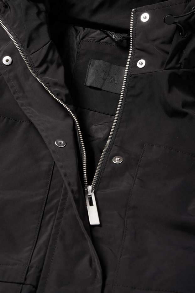 Dames - Parka met capuchon - zwart