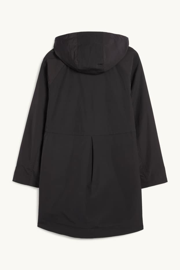 Dames - Parka met capuchon - zwart