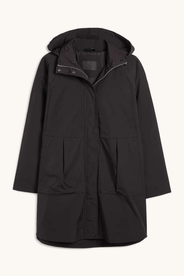 Dames - Parka met capuchon - zwart