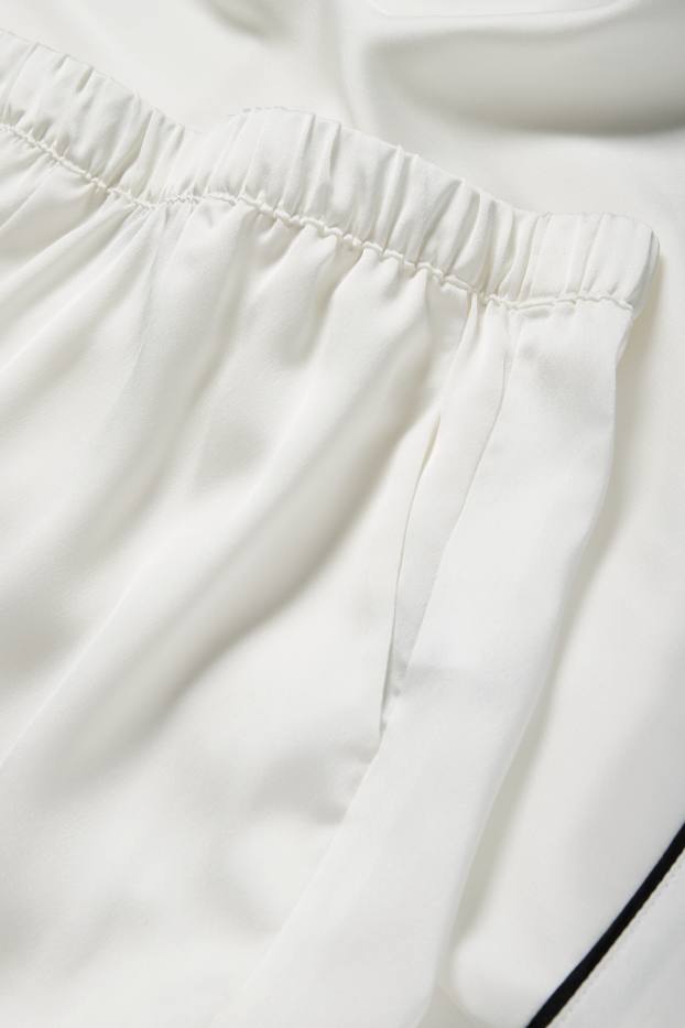 Dames - Satijnen pyjamabroek - wit