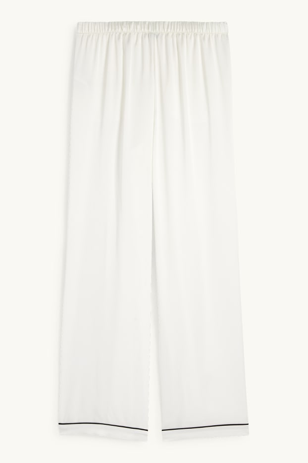 Dames - Satijnen pyjamabroek - wit