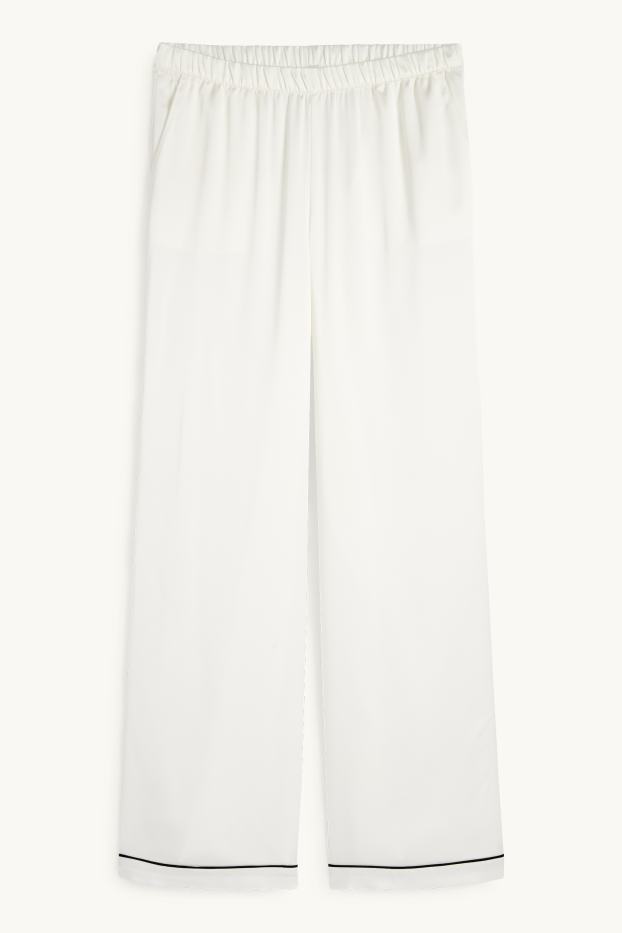 Dames - Satijnen pyjamabroek - wit